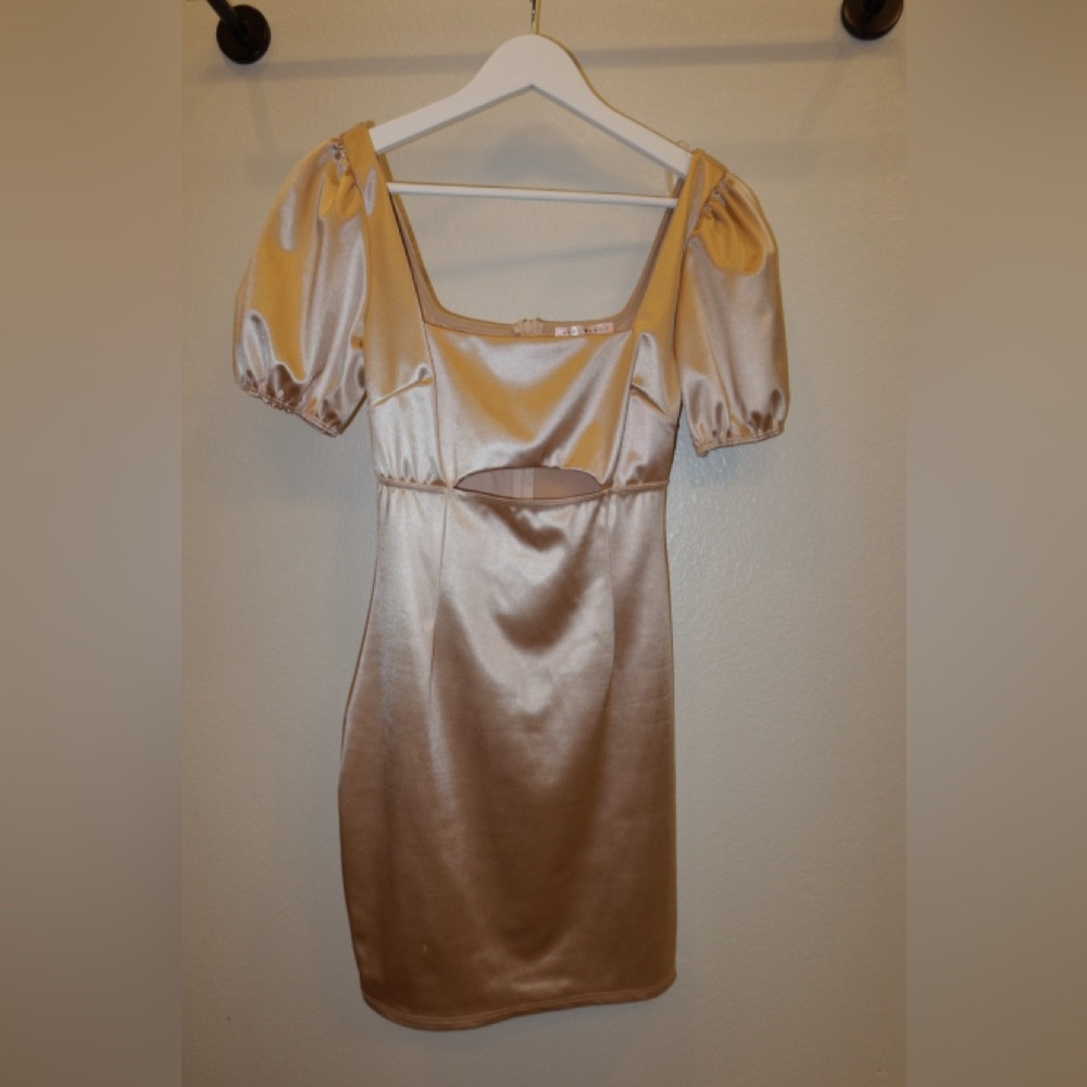 Blue Blush Gold Satin Mini Dress
